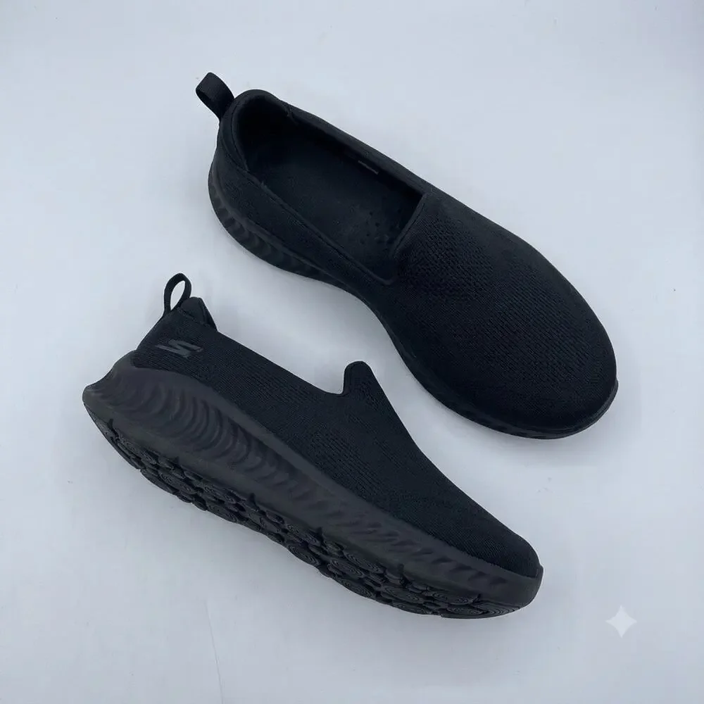 Skechers Knit Go Walk Slip On Sneaker Black Wide Womens 9 W